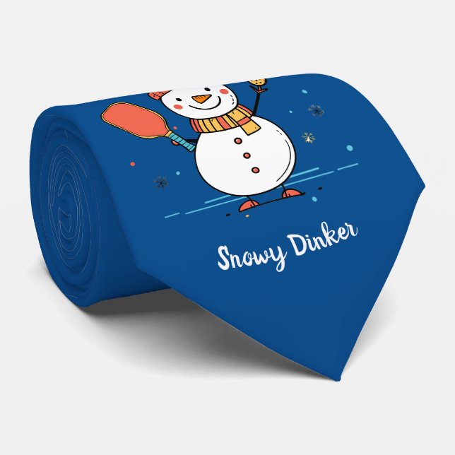 Gravata Texto personalizado Pickleball Snowman Cheer (Rolled)