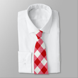 Gravata textura branca vermelha clássica de xadrez tartana