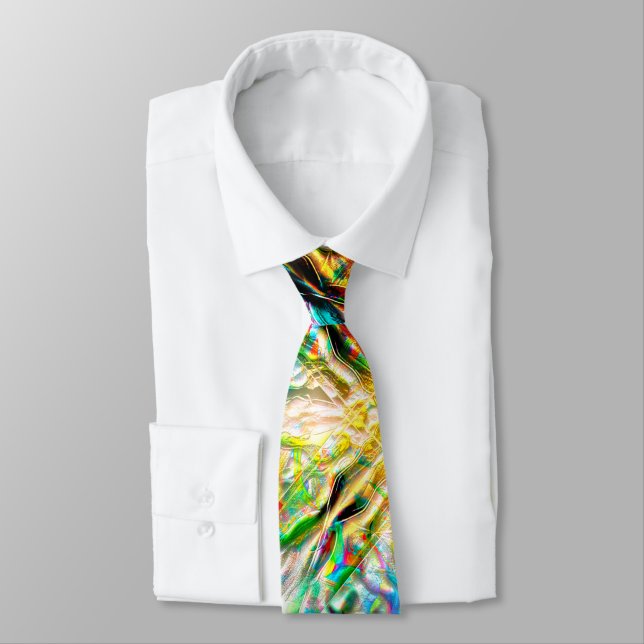 Gravata Textura colorida, barbeada, quadrados abstrato (Amarrado)