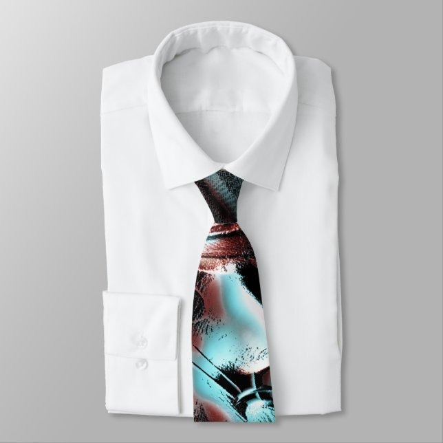 Gravata textura de garoa cinzenta vermelha a azul (Amarrado)