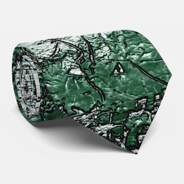 Gravata Textura de óleo verde sobre palitos e fiapos (Rolled)