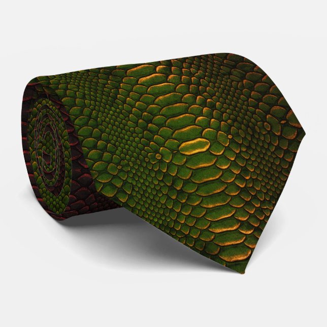 Gravata Textura de Pele de Cobra Luxuosa Esmeralda Verde e (Rolled)