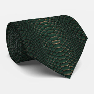 Gravata Textura de Pele de Cobra Luxuosa Esmeralda Verde e