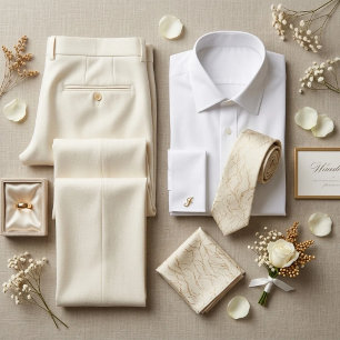 Gravata Textura Marmorizada Creme Marfim