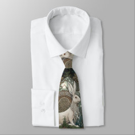 Gravata Tie Celtic Moonlit Hare, Design Celestial Verde