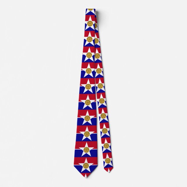 Gravata Tie com Flag de Dallas, Texas, EUA (Frente)