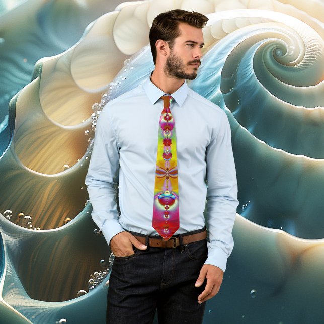 Gravata Tie de Ciência Colorida de Abstrato Original (Colorful tie with original fractal design with a magical crazy science pattern)