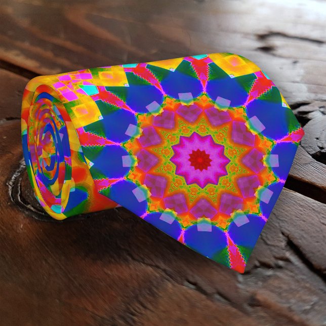 Gravata Tie de Cores do Carnaval Artístico (Tie with a festive and playful abstract geometry pattern. Based on an original fractal design)
