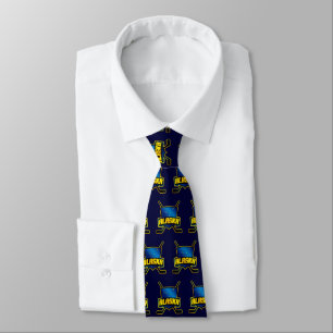 Gravata Tie de Hóquei em Gelo da Bandeira do Alasca