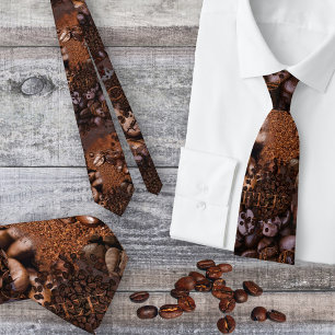 Gravata Tie de Padrão de Café Artístico
