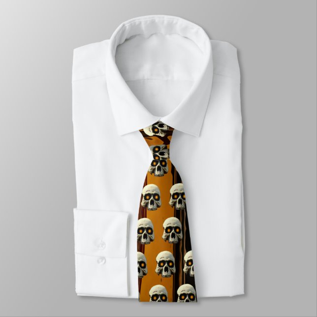 Gravata Tie de Skulls Brilhante (Amarrado)