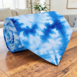 Gravata Tie Dye Azul Hippie dos Anos 60 Retro