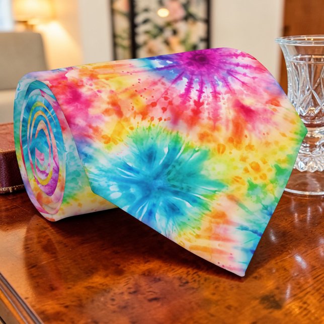 Gravata Tie Dye Hippie dos Anos 60 Retro (Criador carregado)