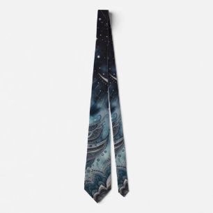 Gravata Tie-dye-Médio-Noite-Pescoço