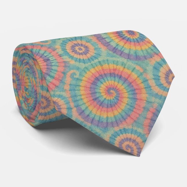 Gravata Tie-Dye Psicodélica com Padrão Pastel (Rolled)