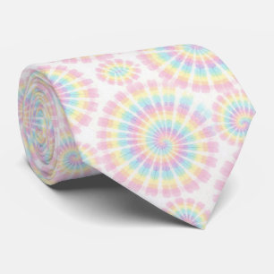 Gravata Tie-Dye Psicodélica com Padrão Pastel
