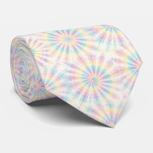 Gravata Tie-Dye Psicodélica com Padrão Pastel (Rolled)