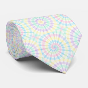 Gravata Tie-Dye Psicodélica com Padrão Pastel