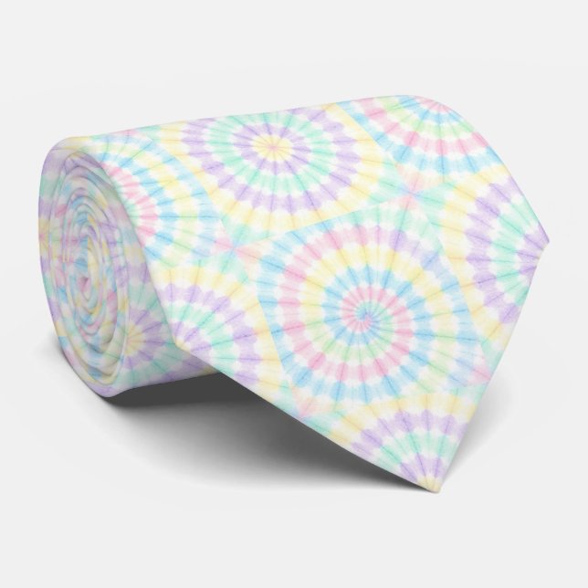 Gravata Tie-Dye Psicodélica com Padrão Pastel (Rolled)