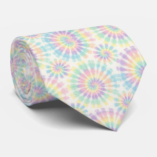 Gravata Tie-Dye Psicodélica com Padrão Pastel