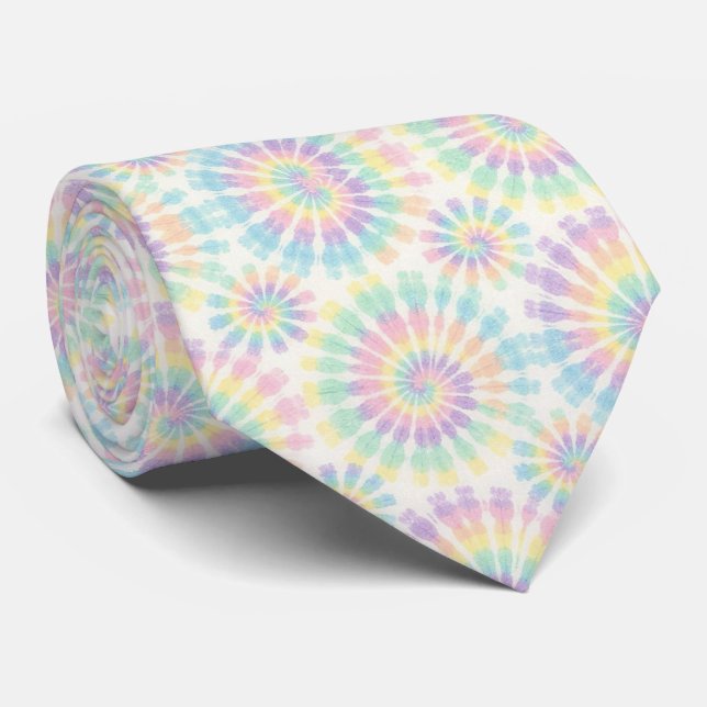 Gravata Tie-Dye Psicodélica com Padrão Pastel (Rolled)