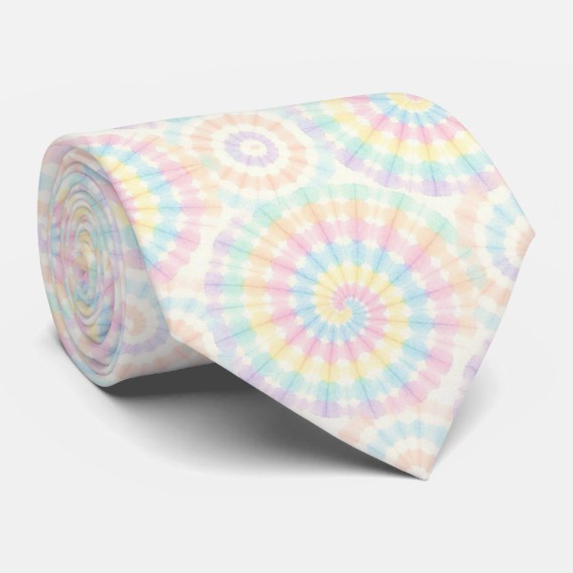 Gravata Tie-Dye Psicodélica com Padrão Pastel (Rolled)