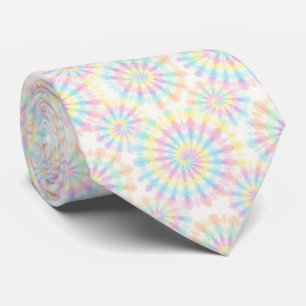 Gravata Tie-Dye Psicodélica com Padrão Pastel