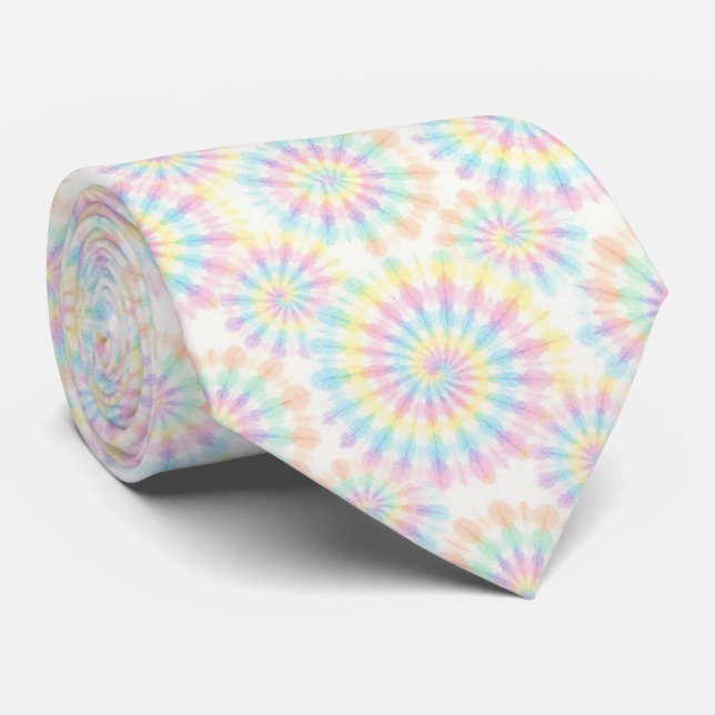 Gravata Tie-Dye Psicodélica com Padrão Pastel (Rolled)