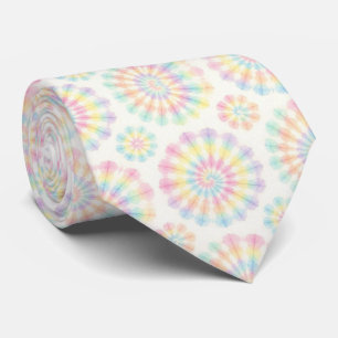 Gravata Tie-Dye Psicodélica com Padrão Pastel