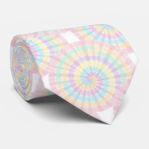 Gravata Tie-Dye Psicodélica com Padrão Pastel