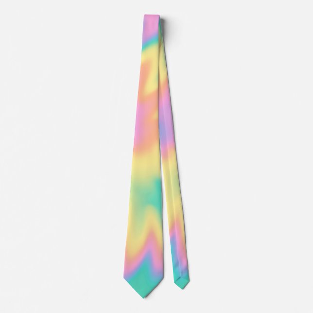 Gravata Tie Dye Rainbow Pastel Spital Groovy Hippie (Frente)