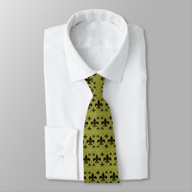 Gravata Tie Fleur-De-Lis Olive (Amarrado)