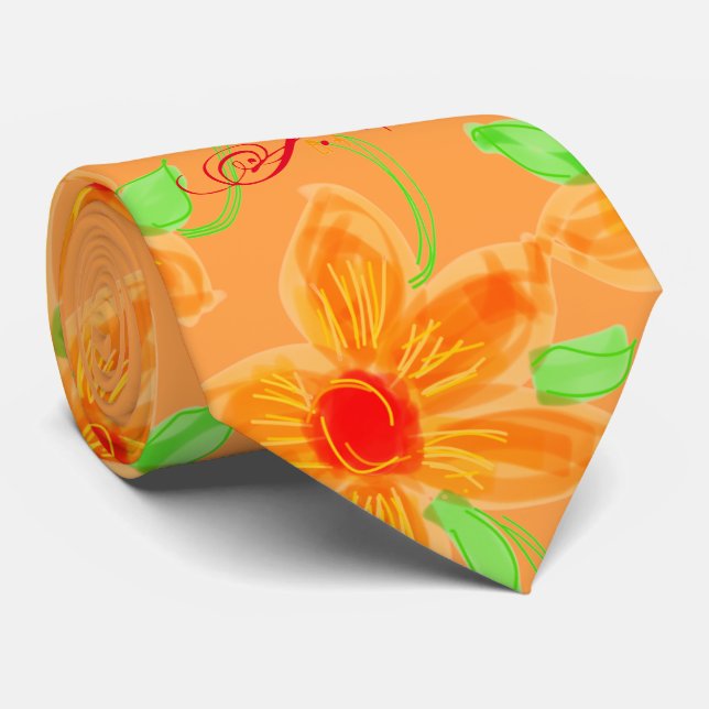 Gravata Tie Floral de Coco Torrado (Rolled)