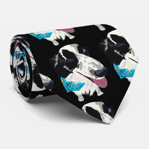 Gravata Tie in Black with Scarfed Border Collies