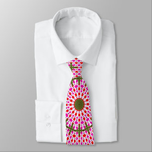 Gravata Tie Padrão de Mandala Rosa e Verde