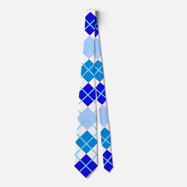 Gravata Tie Personalizada de Argyle Azul (Frente)