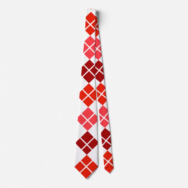 Gravata Tie Personalizada de Argyle Vermelho (Frente)