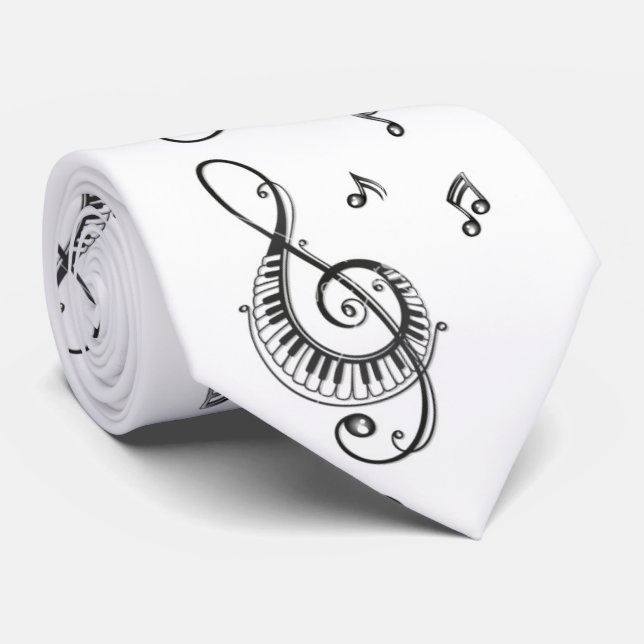 GRAVATA TIE "PIANO MUISCAL NOTES GALORE" (Rolled)