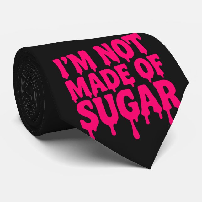 Gravata Tie Preto com Cotação Rosa Neon - Personalizável (Rolled)
