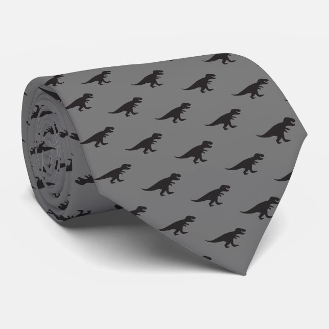 Gravata Tie REX - T-Rex King da Cinza Elegante dos Dinossa (Rolled)