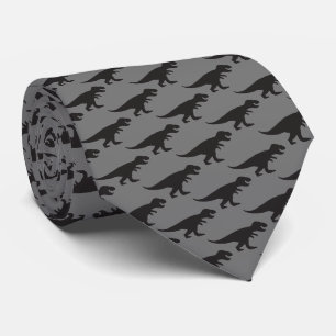Gravata Tie REX - T-Rex King da Cinza Negra dos Dinossauro