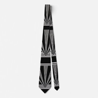 Gravata Tie Silver Black Art Deco