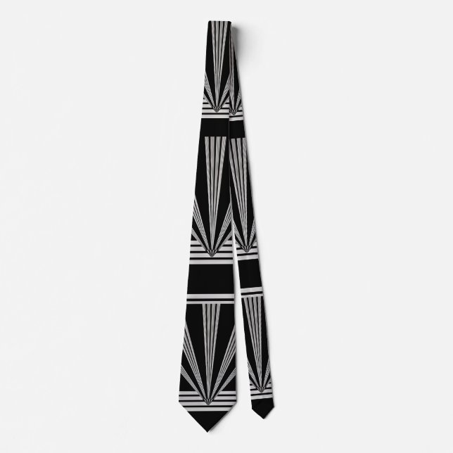 Gravata Tie Silver Black Art Deco (Frente)
