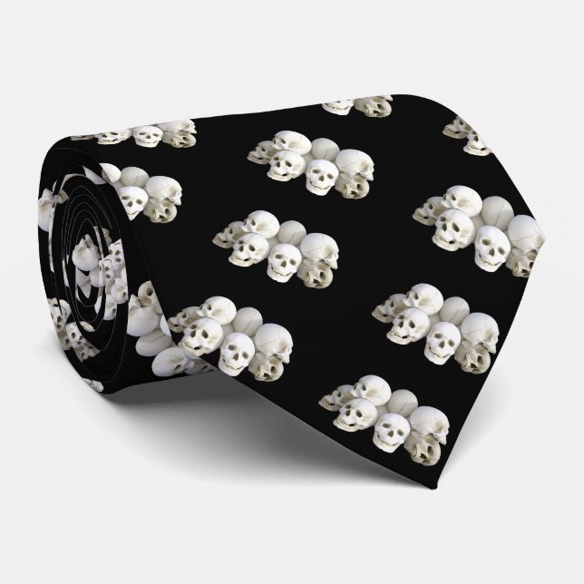 Gravata Tie/Skulls Pretos (Rolled)