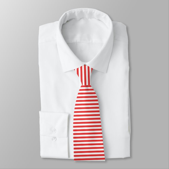 Gravata Tie Vermelho e Branco (Amarrado)
