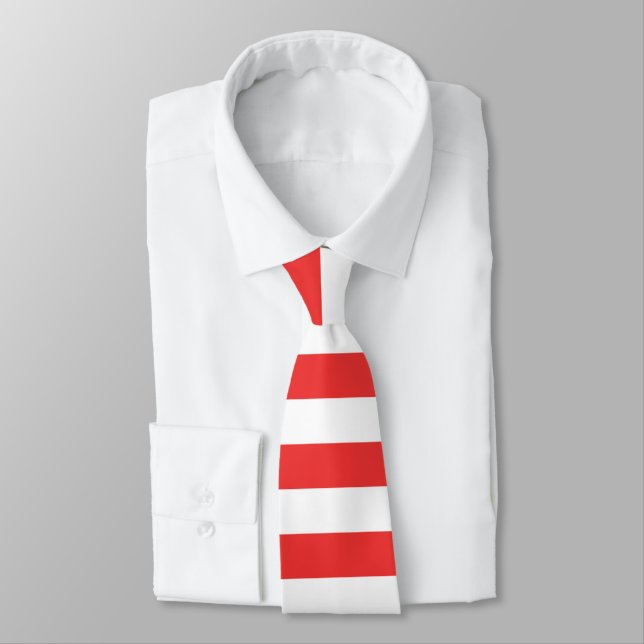 Gravata Tie Vermelho e Branco (Amarrado)