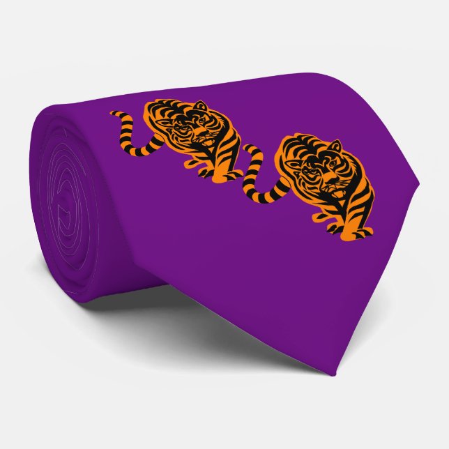 Gravata Tiger Design Laranja/Nata Negra do Mascote da Equi (Rolled)