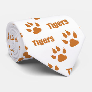 Gravata Tiger Paw Imprime Com Texto Tigre Em Branco
