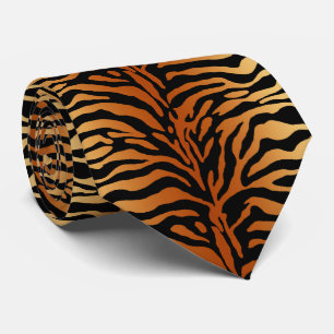 Gravata Tigre Listras Impressão em animais, âmbar, Preto