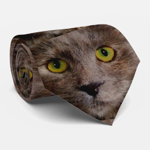Gravata Tinta a óleo de gatinho marrom,